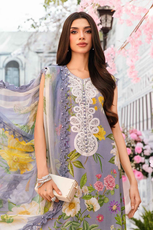 Maria B 3 Piece Unstitched Embroidered Lawn Suit | MPT-2604-A