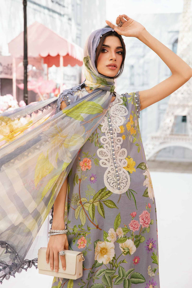 Maria B 3 Piece Unstitched Embroidered Lawn Suit | MPT-2604-A