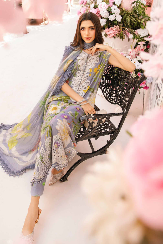 Maria B 3 Piece Unstitched Embroidered Lawn Suit | MPT-2604-A