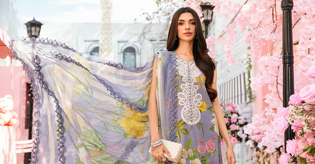 Maria B 3 Piece Unstitched Embroidered Lawn Suit | MPT-2604-A