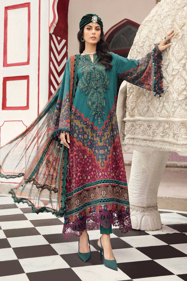 Maria B 3 Piece Unstitched Embroidered Cambric Suit | MPT-2710-B