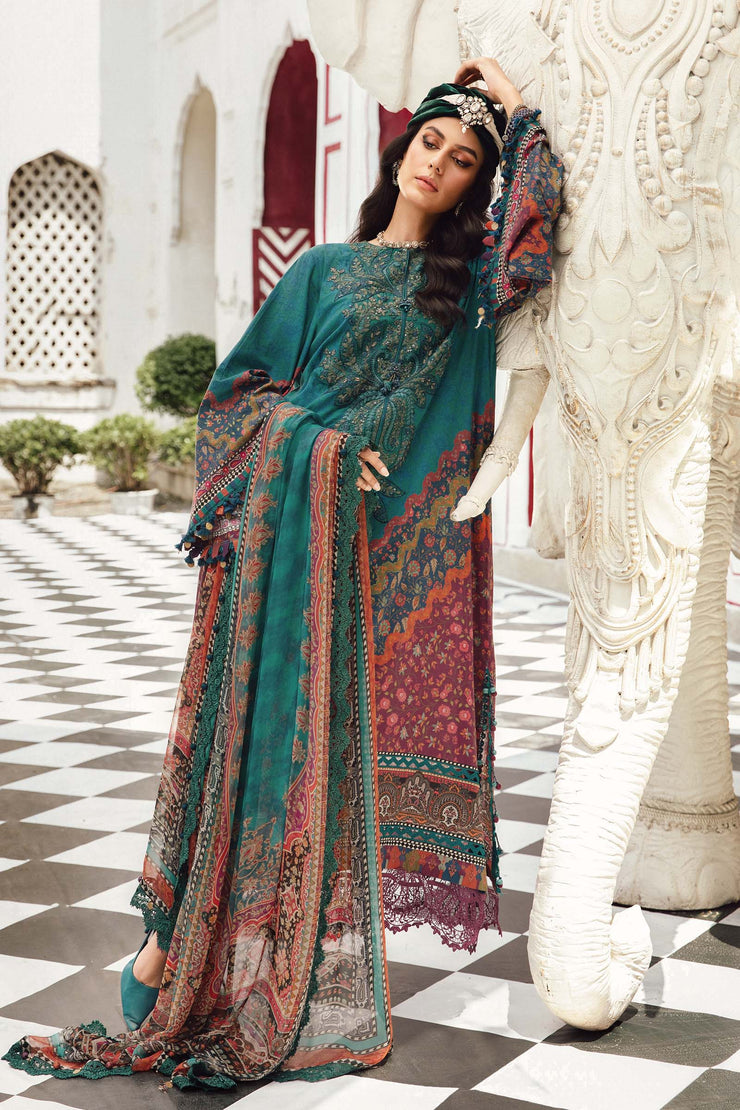 Maria B 3 Piece Unstitched Embroidered Cambric Suit | MPT-2710-B