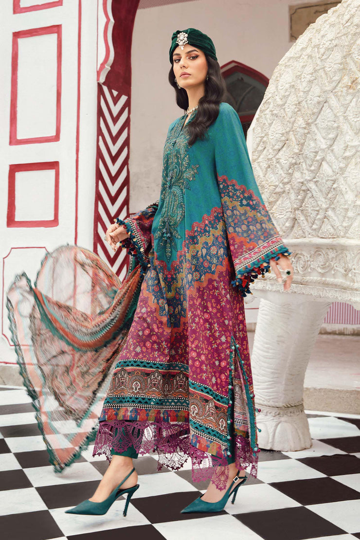 Maria B 3 Piece Unstitched Embroidered Cambric Suit | MPT-2710-B