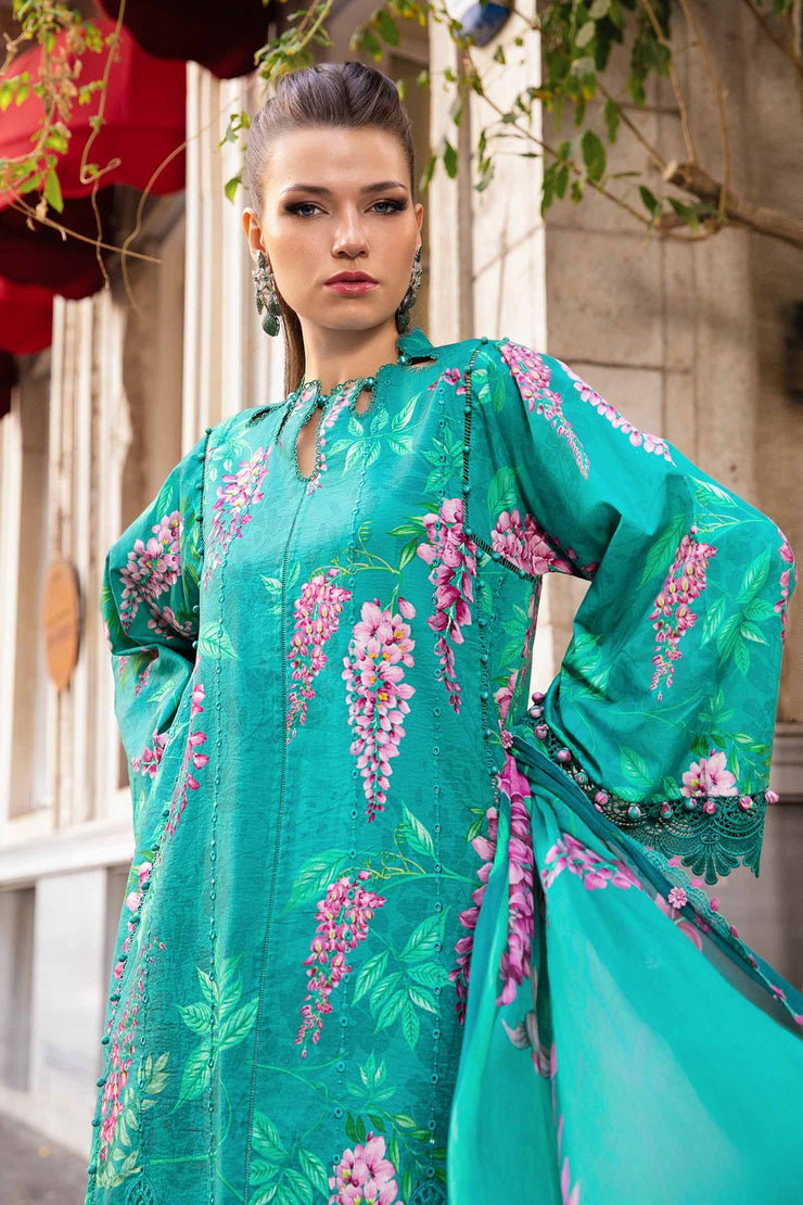 Maria B 3 Piece Unstitched Printed Cambric Suit | MPT-2301-A