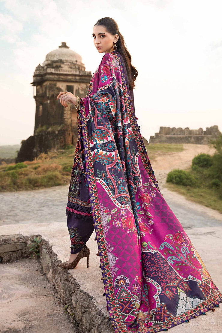 Maria B 3 Piece Unstitched Printed Linen Suit | MPT-2402-A