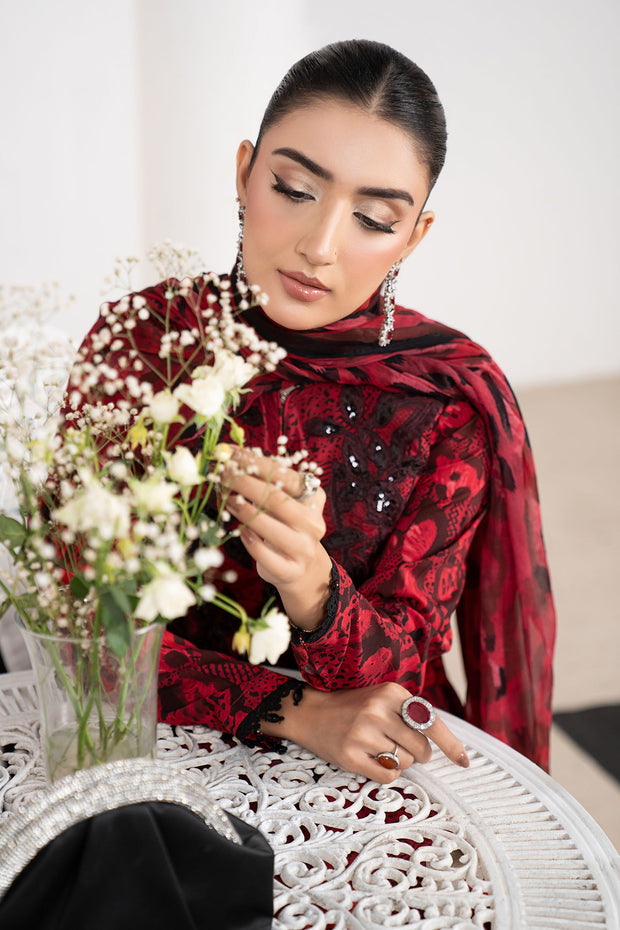 Maria B 3 Piece Embroidered Linen Suit