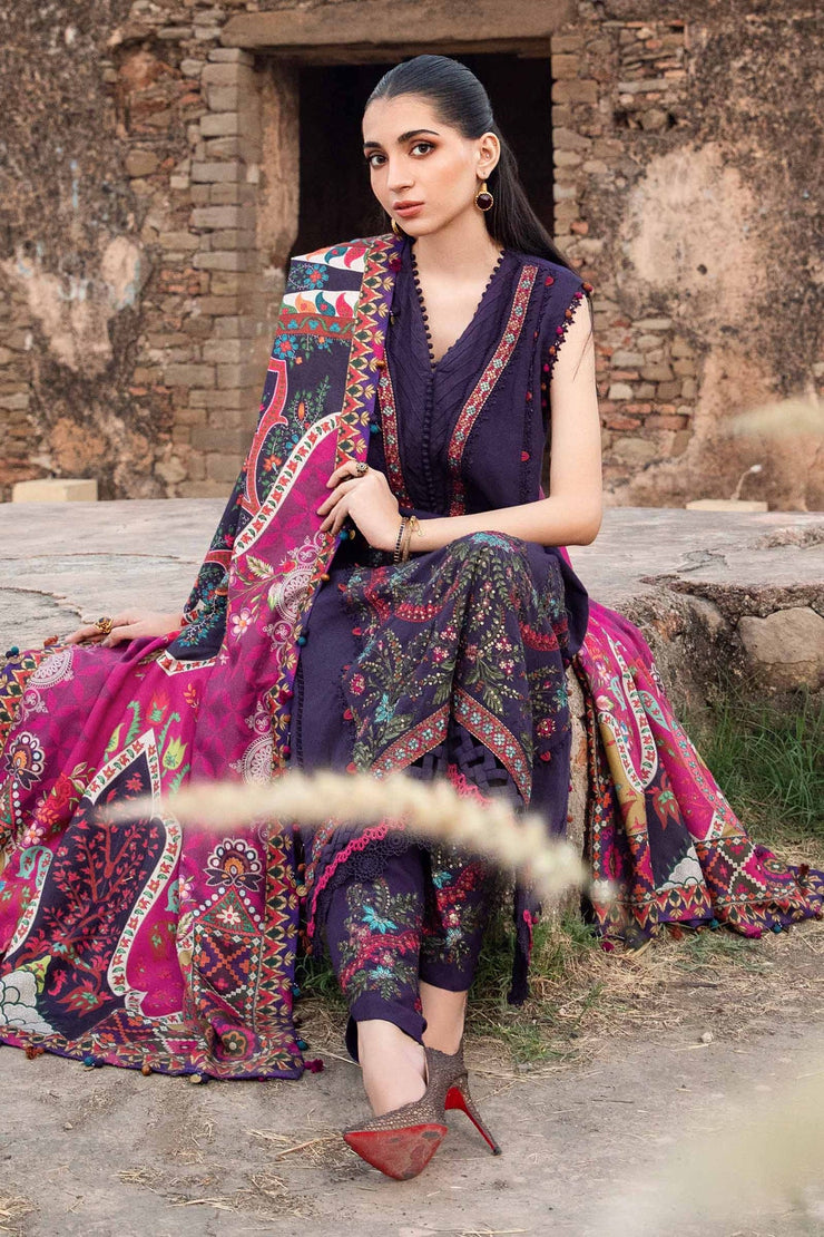 Maria B 3 Piece Unstitched Printed Linen Suit | MPT-2402-A