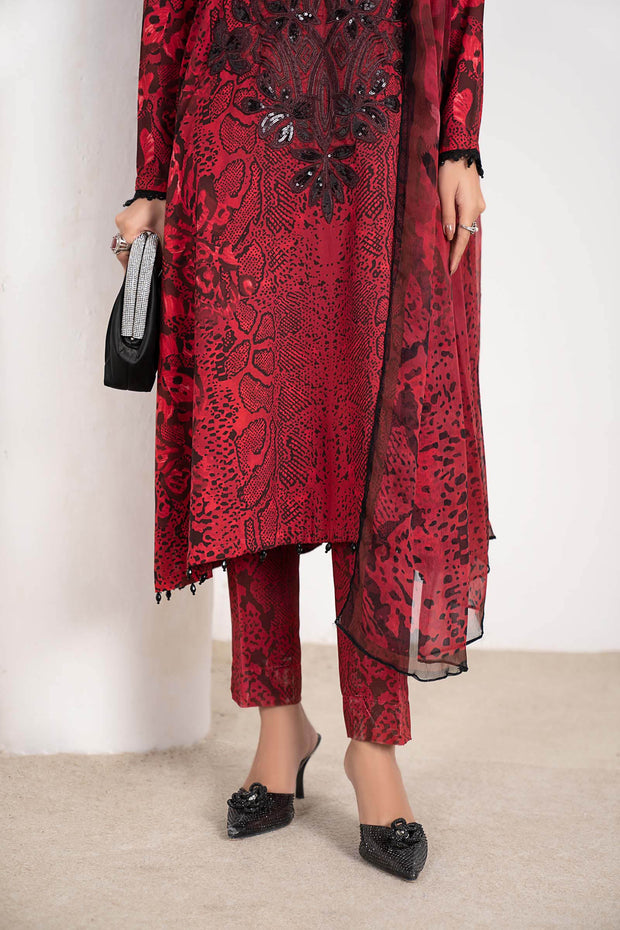 Maria B 3 Piece Embroidered Linen Suit