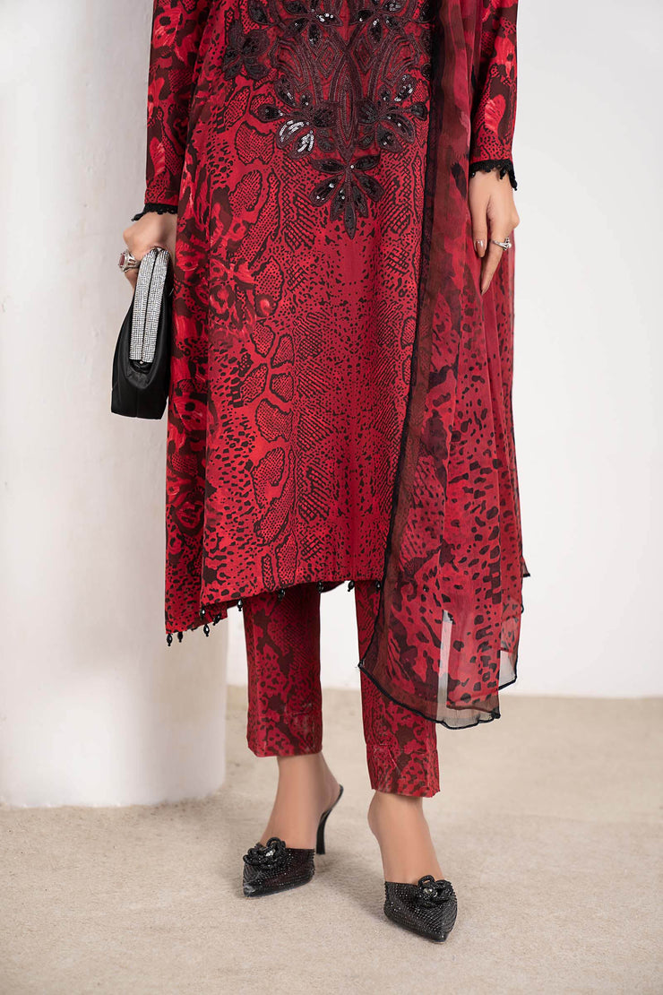 Maria B 3 Piece Embroidered Linen Suit