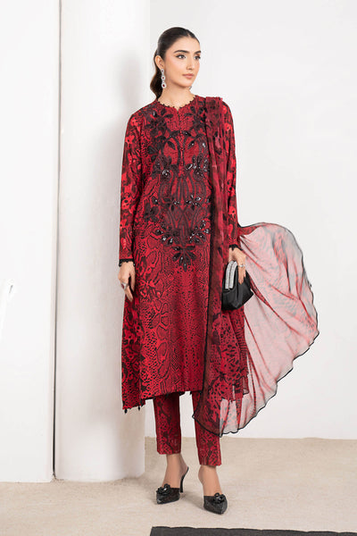 Maria B 3 Piece Embroidered Linen Suit