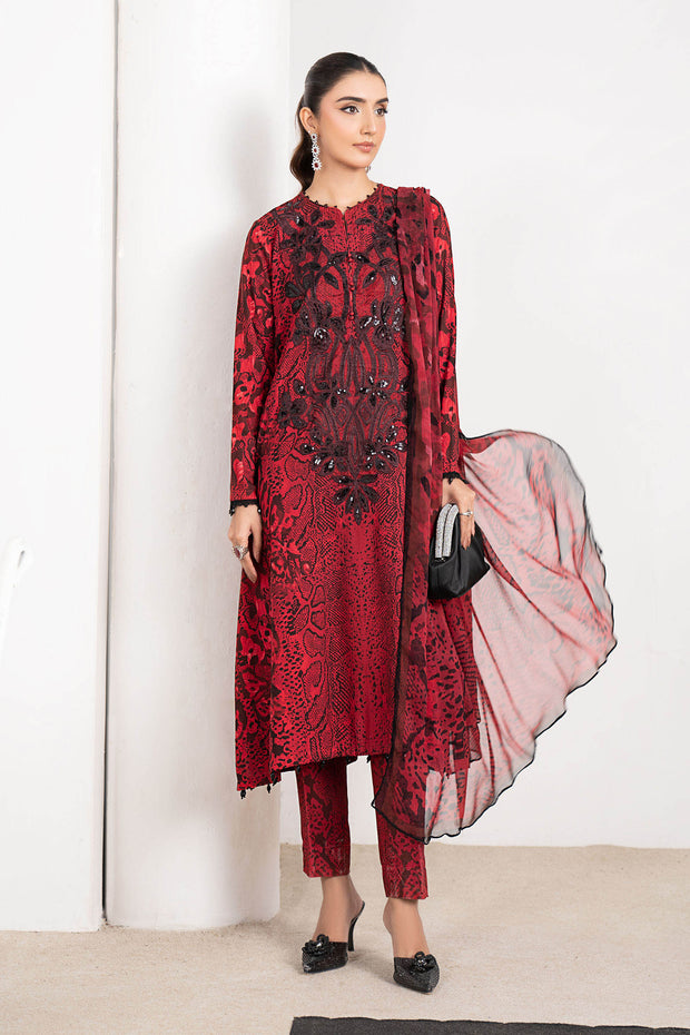Maria B 3 Piece Embroidered Linen Suit