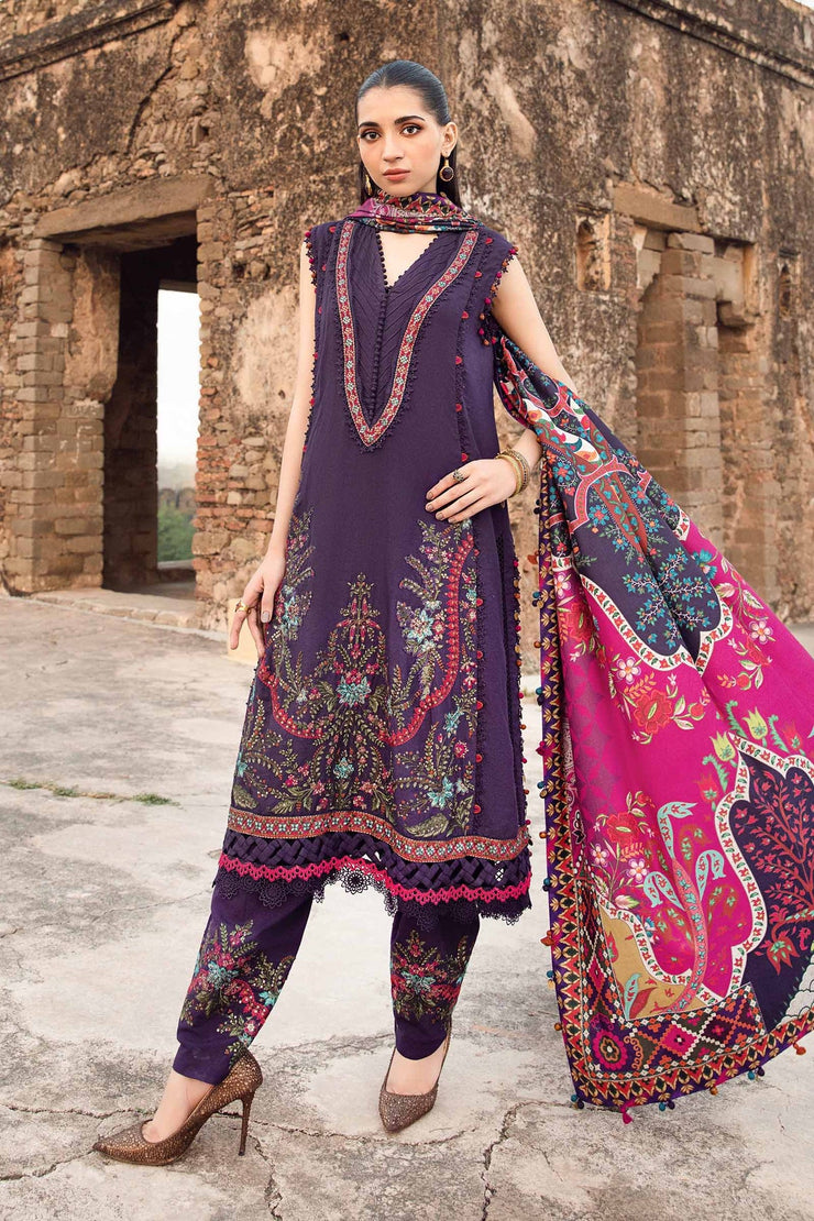 Maria B 3 Piece Unstitched Printed Linen Suit | MPT-2402-A