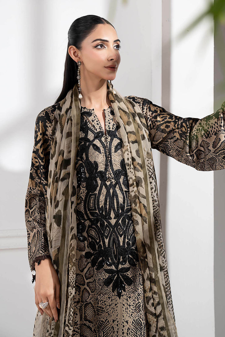 Maria B 3 Piece Embroidered Linen Suit MPT 2702 B