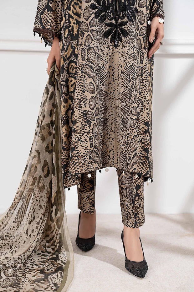 Maria B 3 Piece Embroidered Linen Suit MPT 2702 B