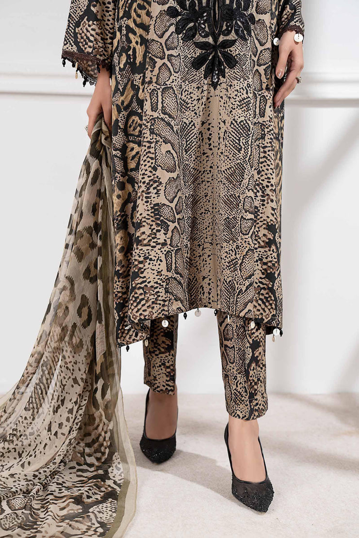 Maria B 3 Piece Embroidered Linen Suit MPT 2702 B