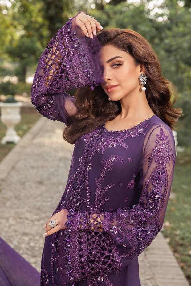 Maria B Unstitched Embroidered Chiffon Suit | MPC-24-102