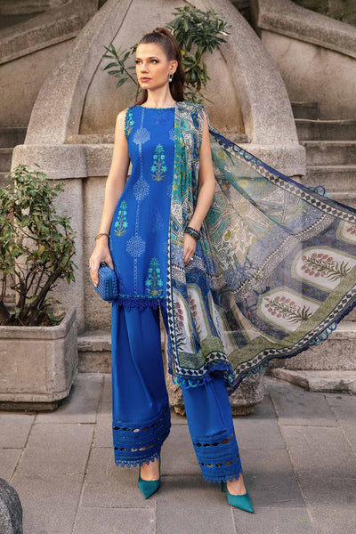 Maria B 3 Piece Unstitched Printed Cambric Suit | MPT-2303-A