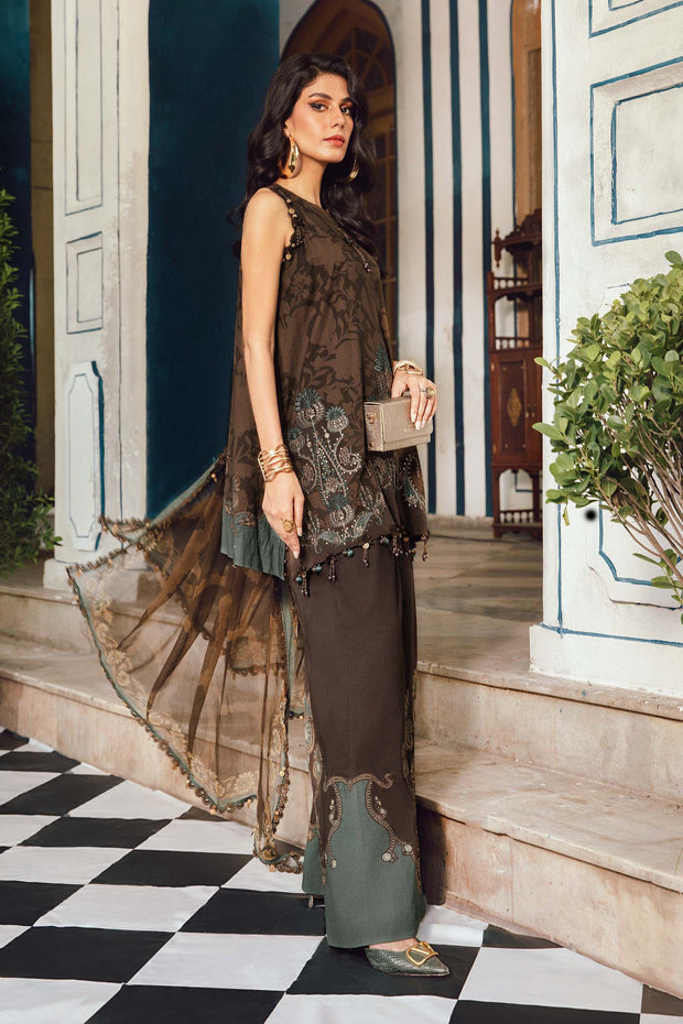 Maria B 3 Piece Unstitched Embroidered Cambric Suit | MPT-2704-A