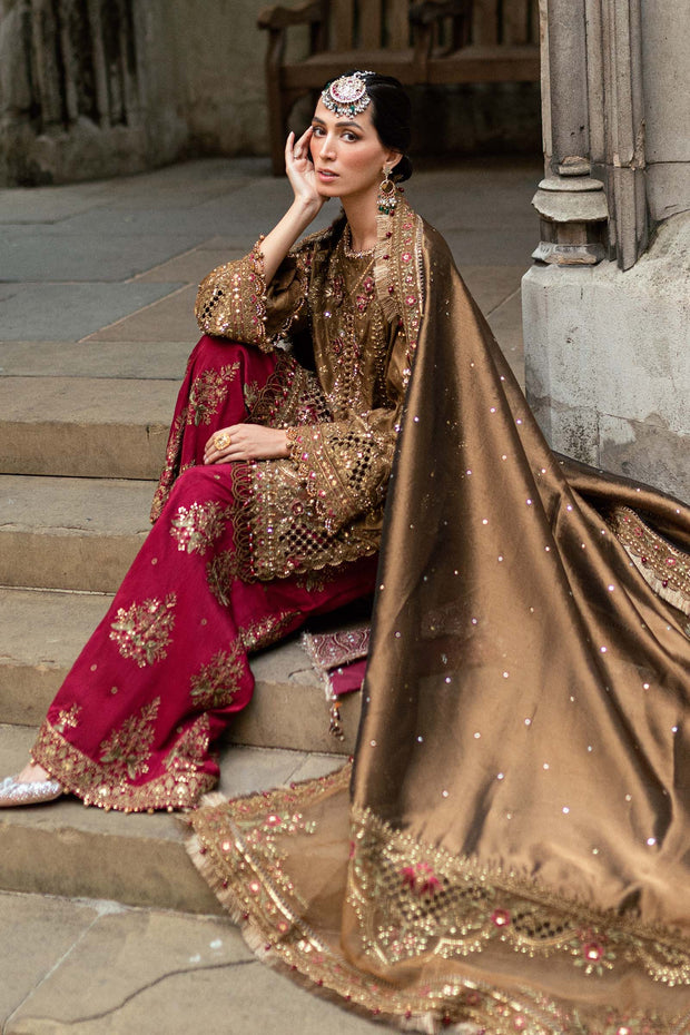 Maria B 3 Piece Unstitched Embroidered Raw Silk Suit