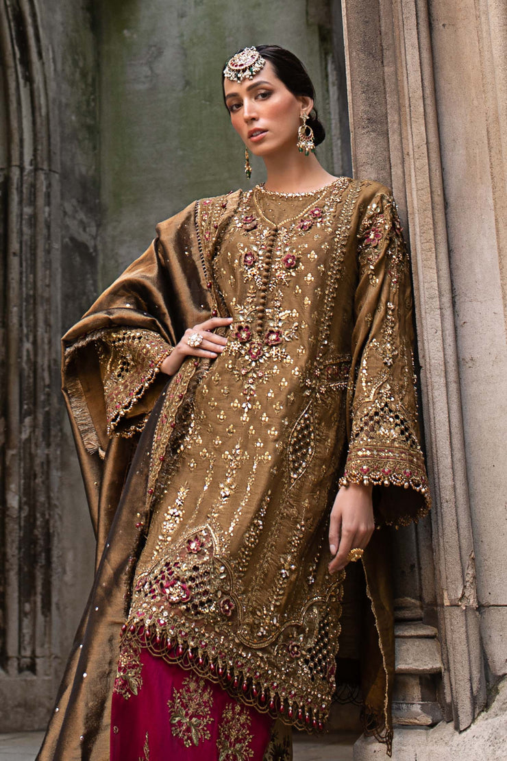 Maria B 3 Piece Unstitched Embroidered Raw Silk Suit