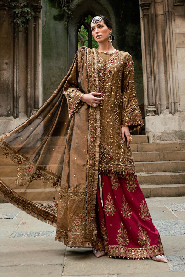 Maria B 3 Piece Unstitched Embroidered Raw Silk Suit