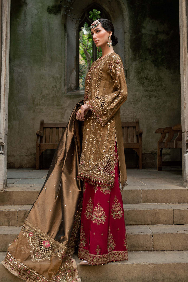 Maria B 3 Piece Unstitched Embroidered Raw Silk Suit