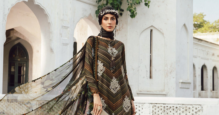 Maria B 3 Piece Unstitched Embroidered Cambric Suit | MPT-2705-B