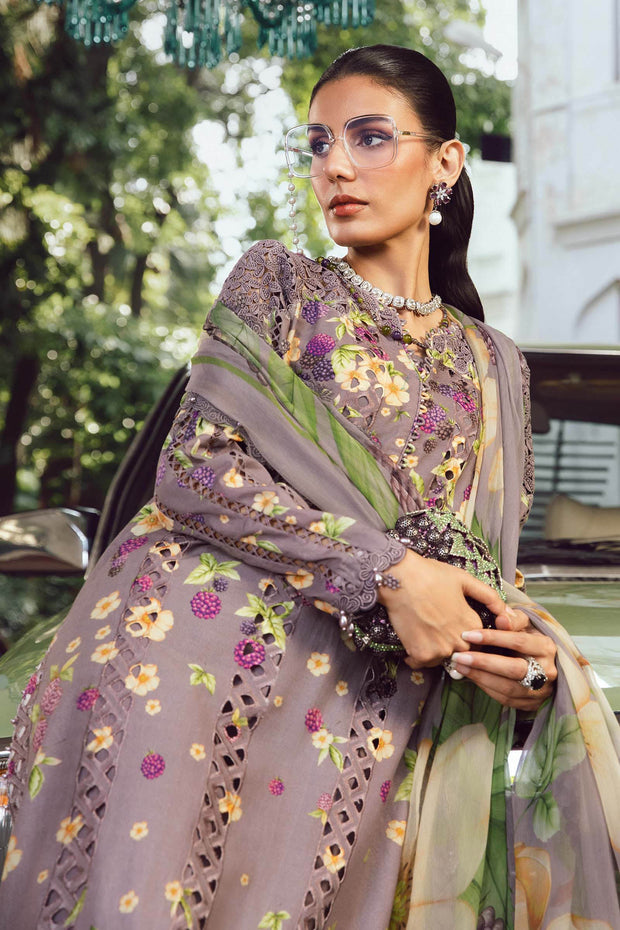 Maria B 3 Piece Unstitched Embroidered Cambric Suit | MPT-2706-B