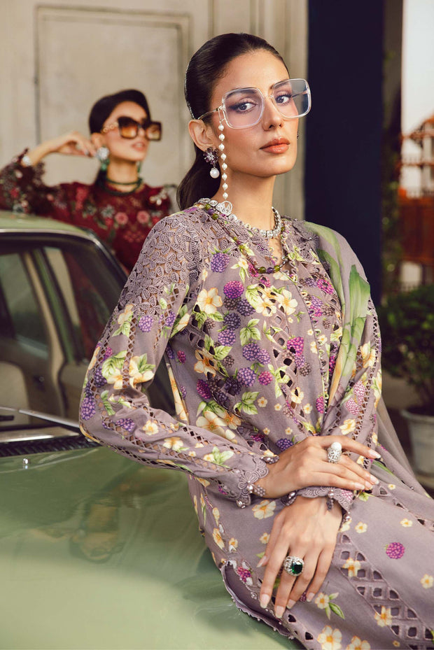 Maria B 3 Piece Unstitched Embroidered Cambric Suit | MPT-2706-B