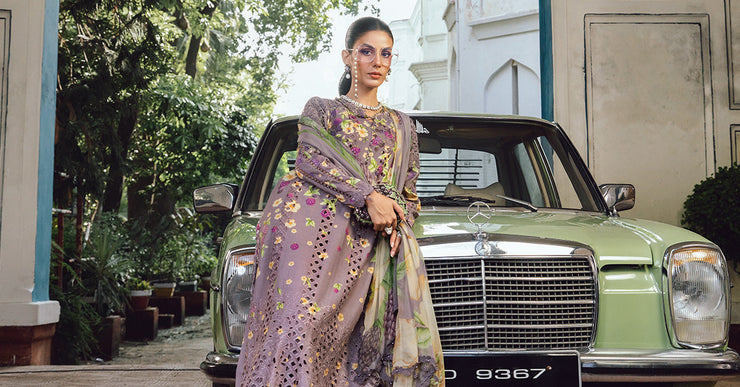 Maria B 3 Piece Unstitched Embroidered Cambric Suit | MPT-2706-B