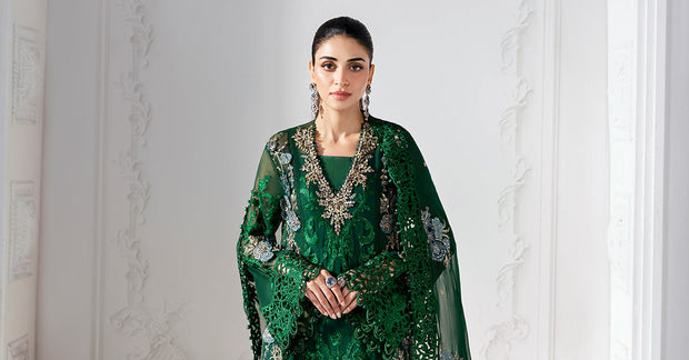 Maria B 3 Piece Unstitched Embroidered Chiffon Suit | BD-3008