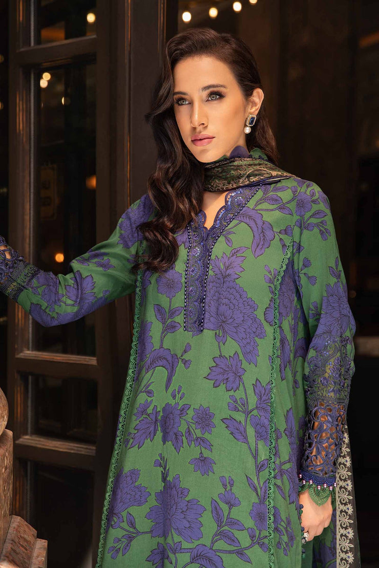 Maria B 3 Piece Unstitched Printed Cambric Suit | MPT-2309-B