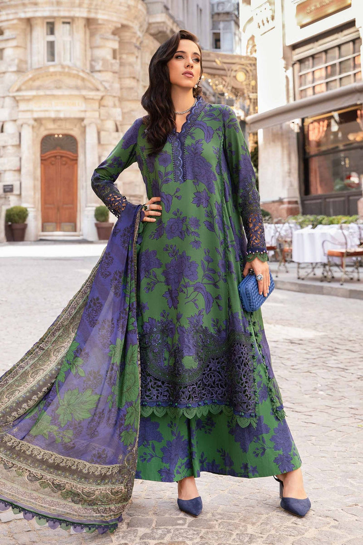 Maria B 3 Piece Unstitched Printed Cambric Suit | MPT-2309-B