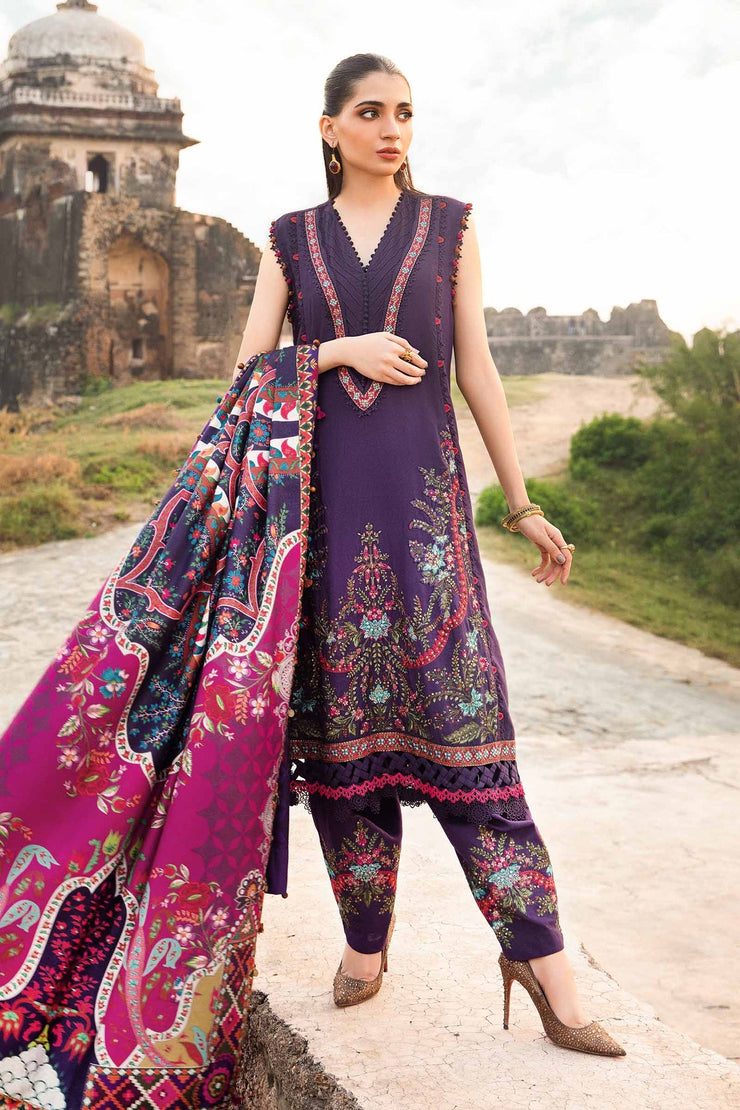 Maria B 3 Piece Unstitched Printed Linen Suit | MPT-2402-A