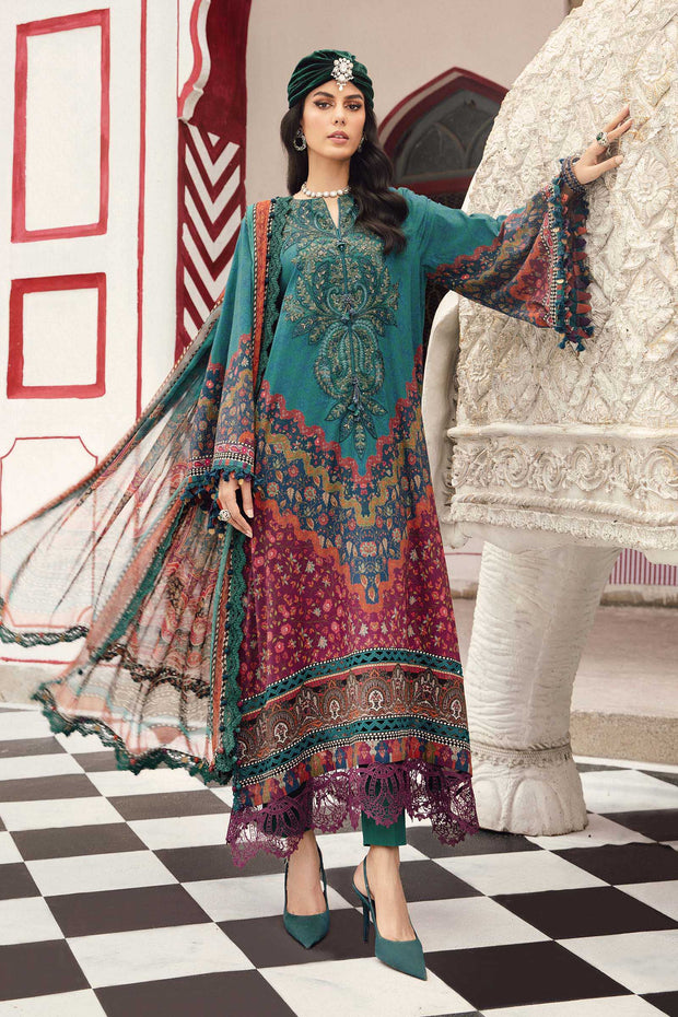Maria B 3 Piece Unstitched Embroidered Cambric Suit | MPT-2710-B