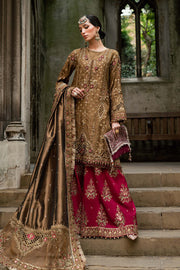 Maria B 3 Piece Unstitched Embroidered Raw Silk Suit