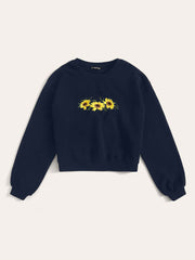 Sunflower Embroidery Pullover