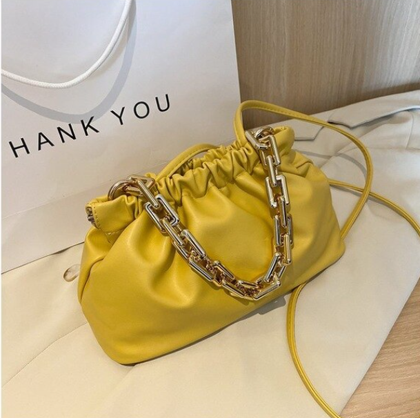 Golden Chain Pleated PU Leather Shoulder Bag Bags For Women 2020 New Messenger Bag Fashion Purses And Handbag Bolsos Para Mujer