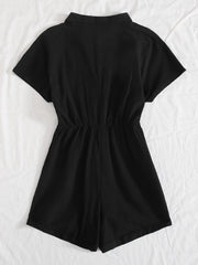 Button Front Batwing Sleeve Romper Without Belt