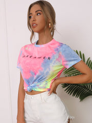 Letter Graphic Tie Dye Tee