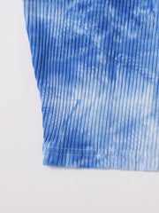 One Shoulder Tie Dye Rib-knit Crop Top