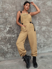 Pocket Front Zip Detail Overall Jumpsuit