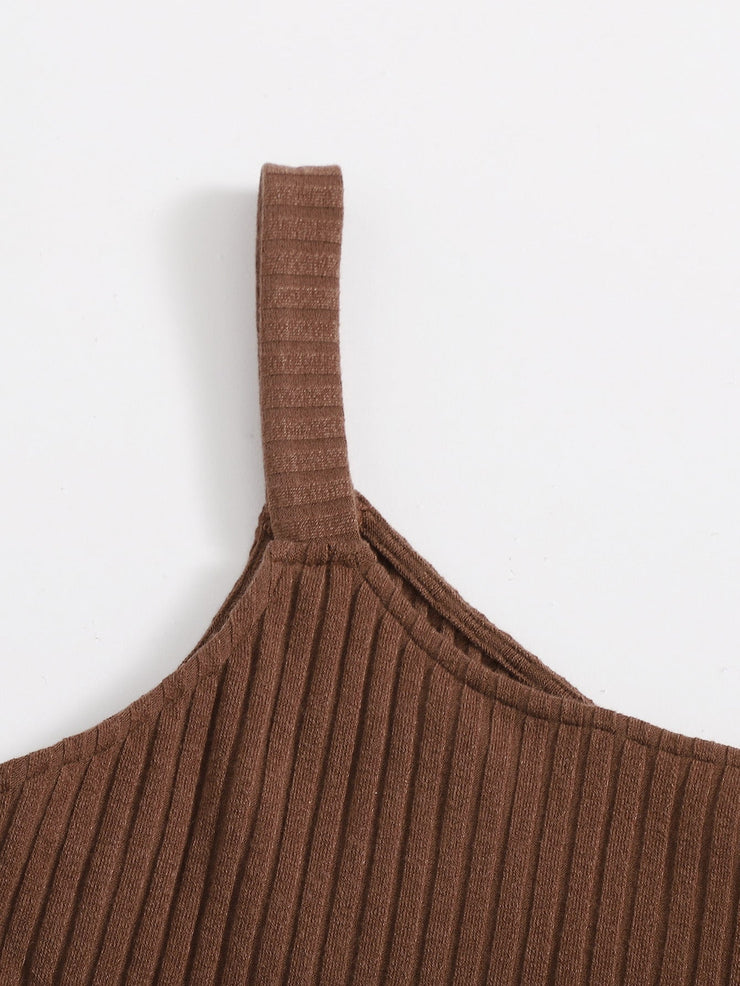 One Shoulder Rib-knit Unitard Romper