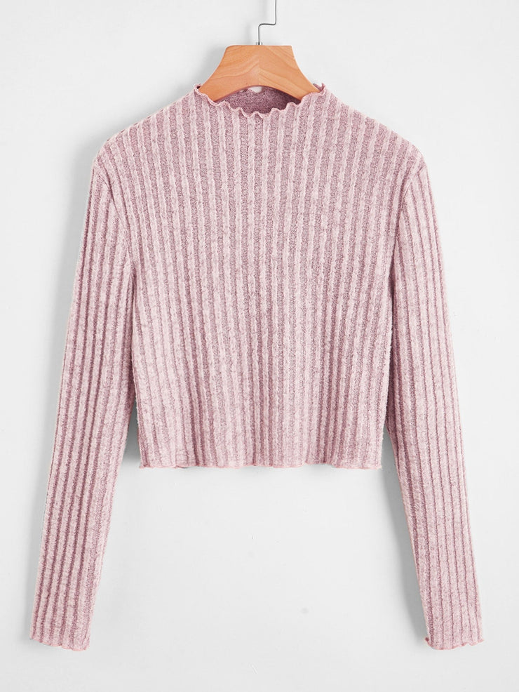 Solid Ribbed Crop Sweater