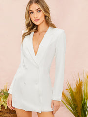 Lapel Collar Double Breasted Blazer Dress