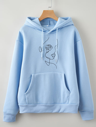 Figure Graphic Pocket Front Hoodie