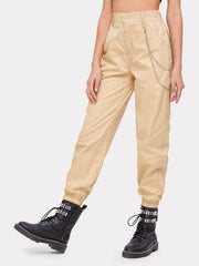 Solid Pants With Chain