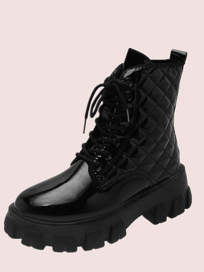 Quilted Lace-up Combat Boots