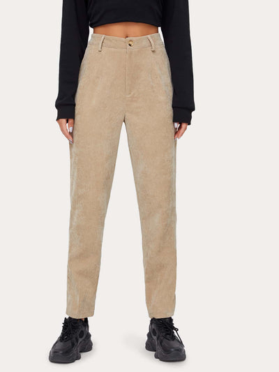 Button Fly Corduroy Carrot Pants