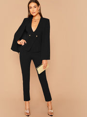 Double Breasted Cape Blazer & Tailored Pants Set